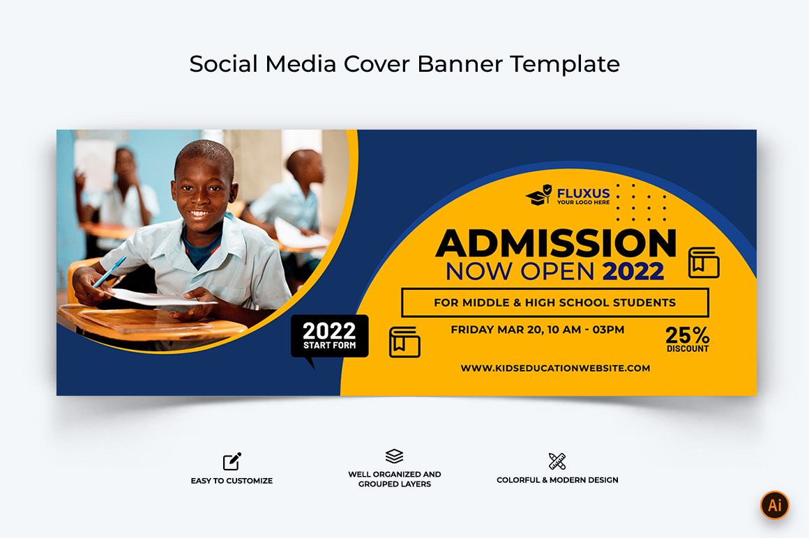 School Admission Facebook Cover Banner Design-14