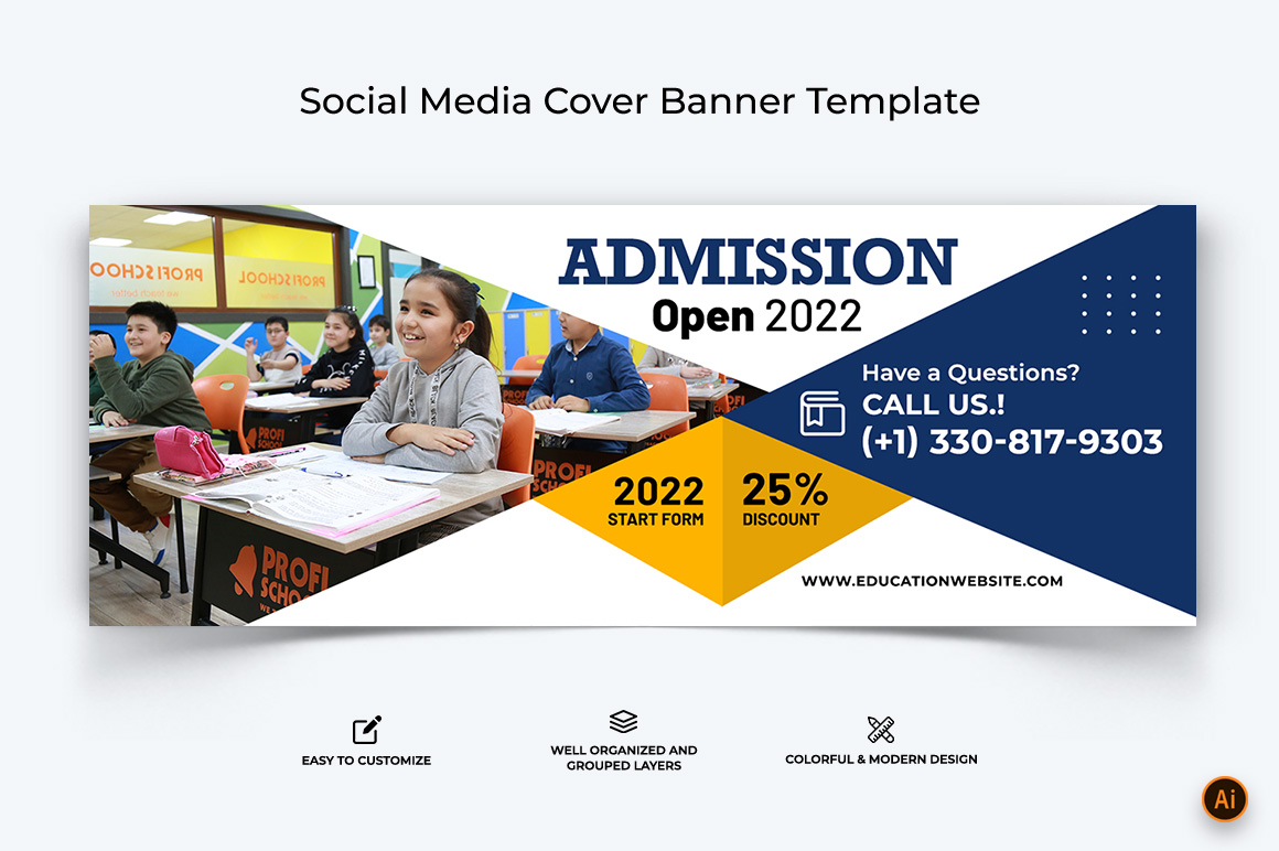 School Admission Facebook Cover Banner Design-16