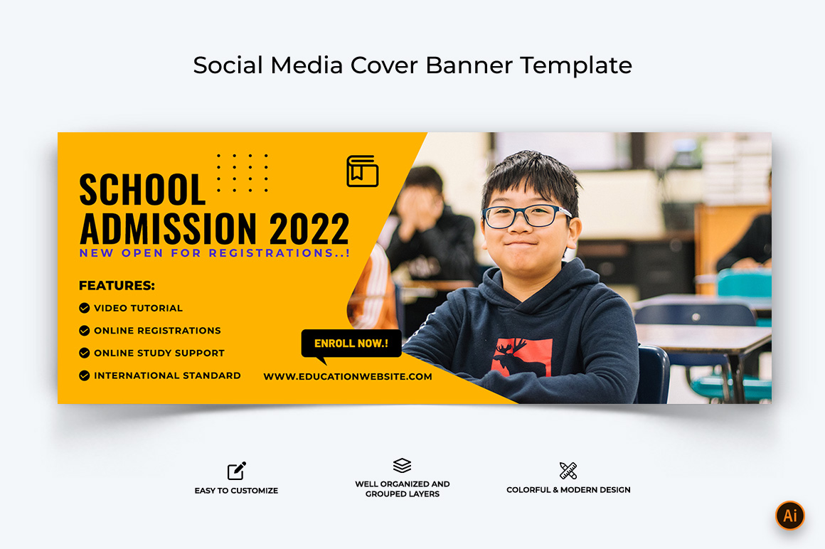 School Admission Facebook Cover Banner Design-17