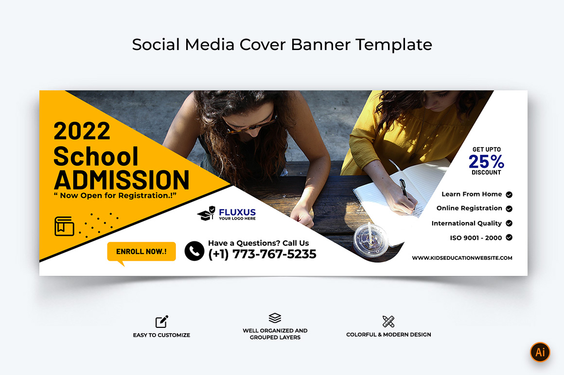 School Admission Facebook Cover Banner Design-20