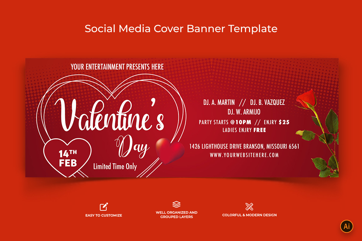 Valentines Day Facebook Cover Banner Design-08