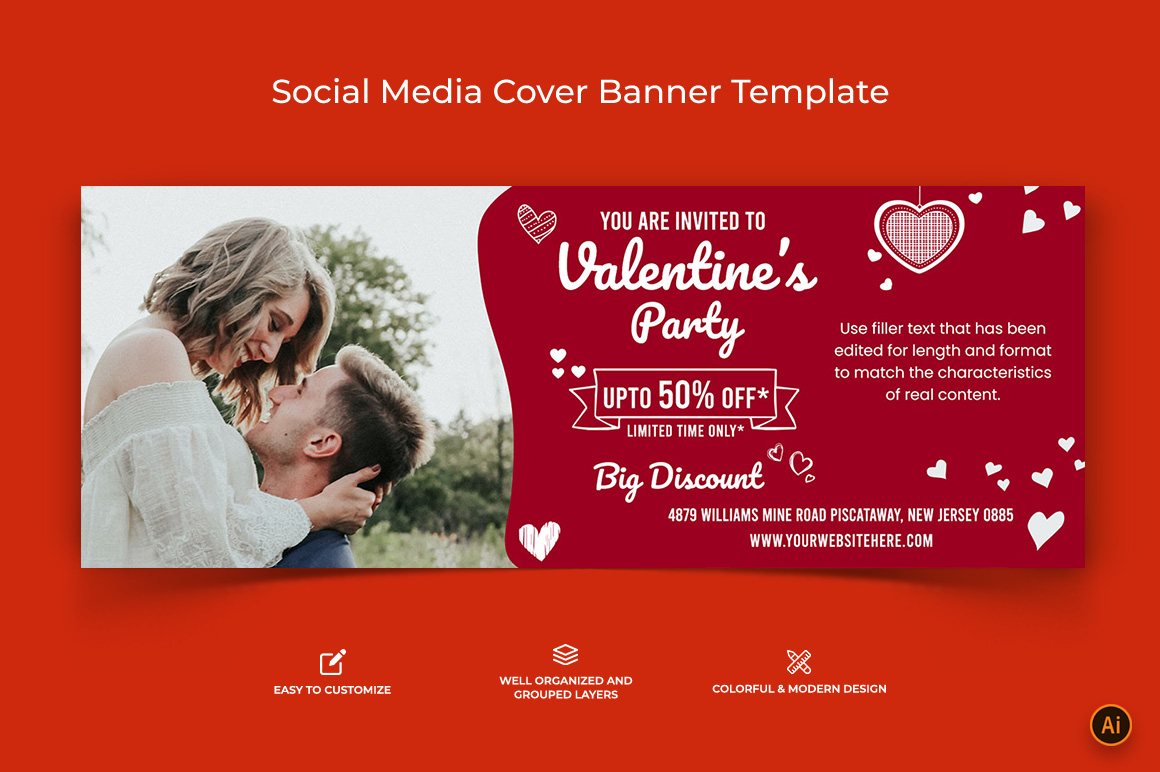 Valentines Day Facebook Cover Banner Design-11