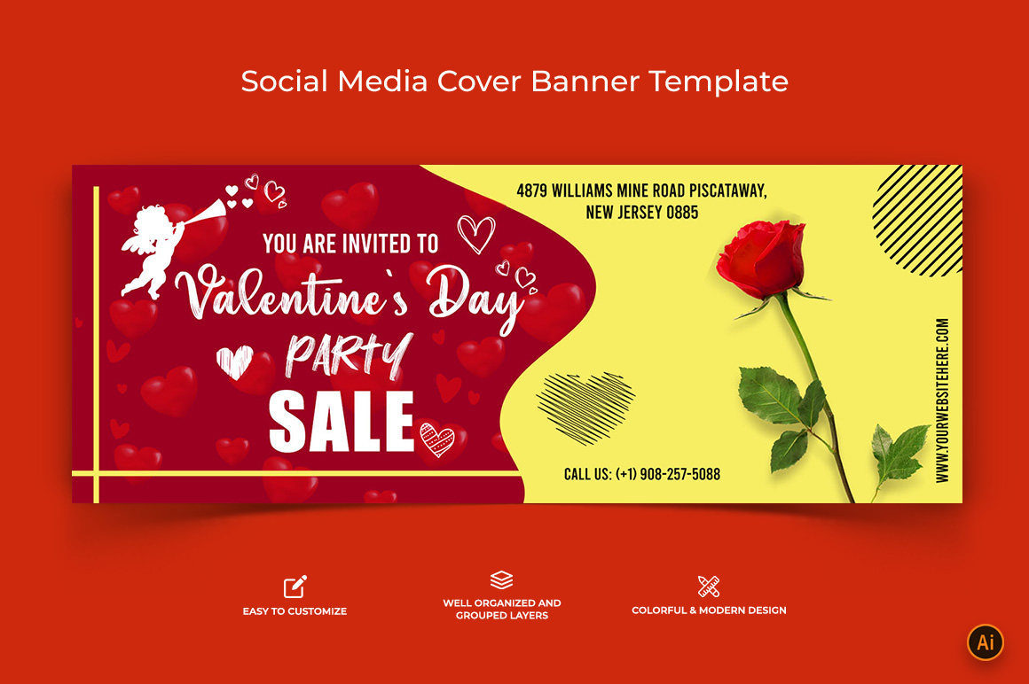 Valentines Day Facebook Cover Banner Design-12