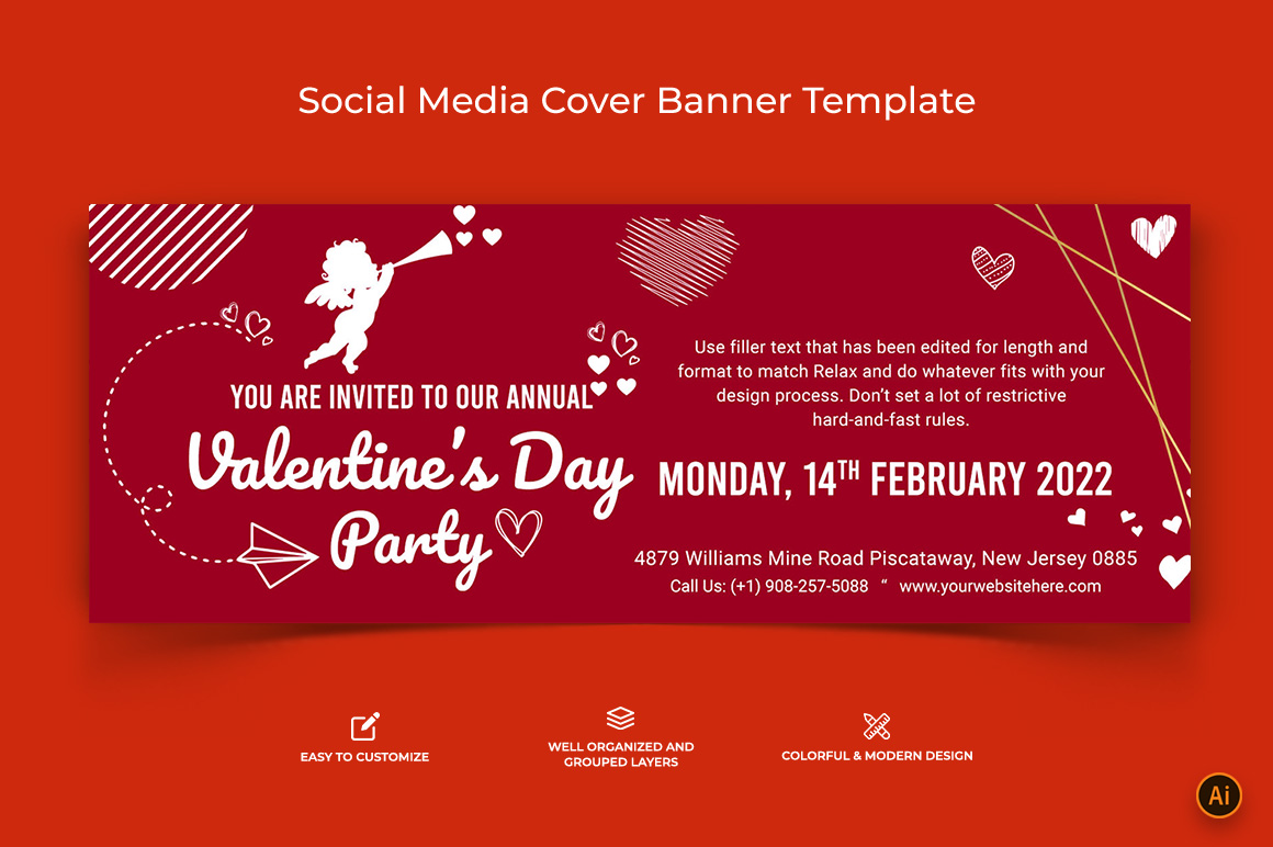 Valentines Day Facebook Cover Banner Design-14