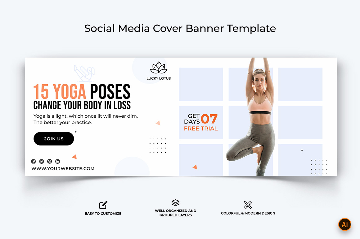 Yoga and Meditation Facebook Cover Banner Design-30