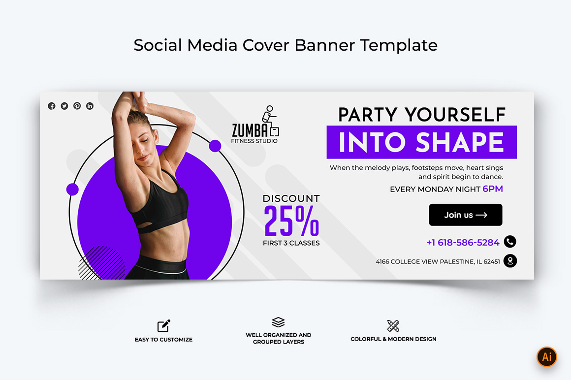 Zumba Dance Facebook Cover Banner Design-11