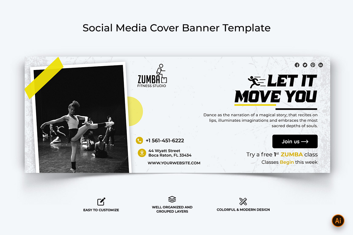 Zumba Dance Facebook Cover Banner Design-14