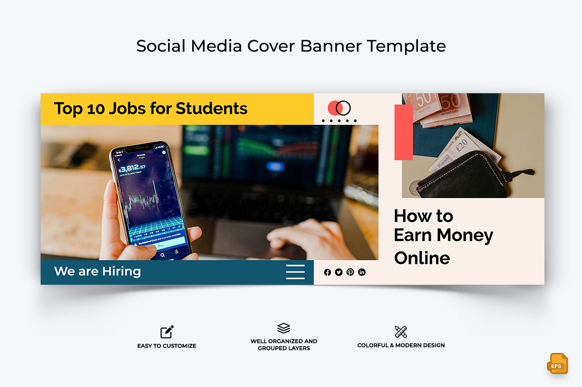 Online Money Earnings Facebook Cover Banner Design-001