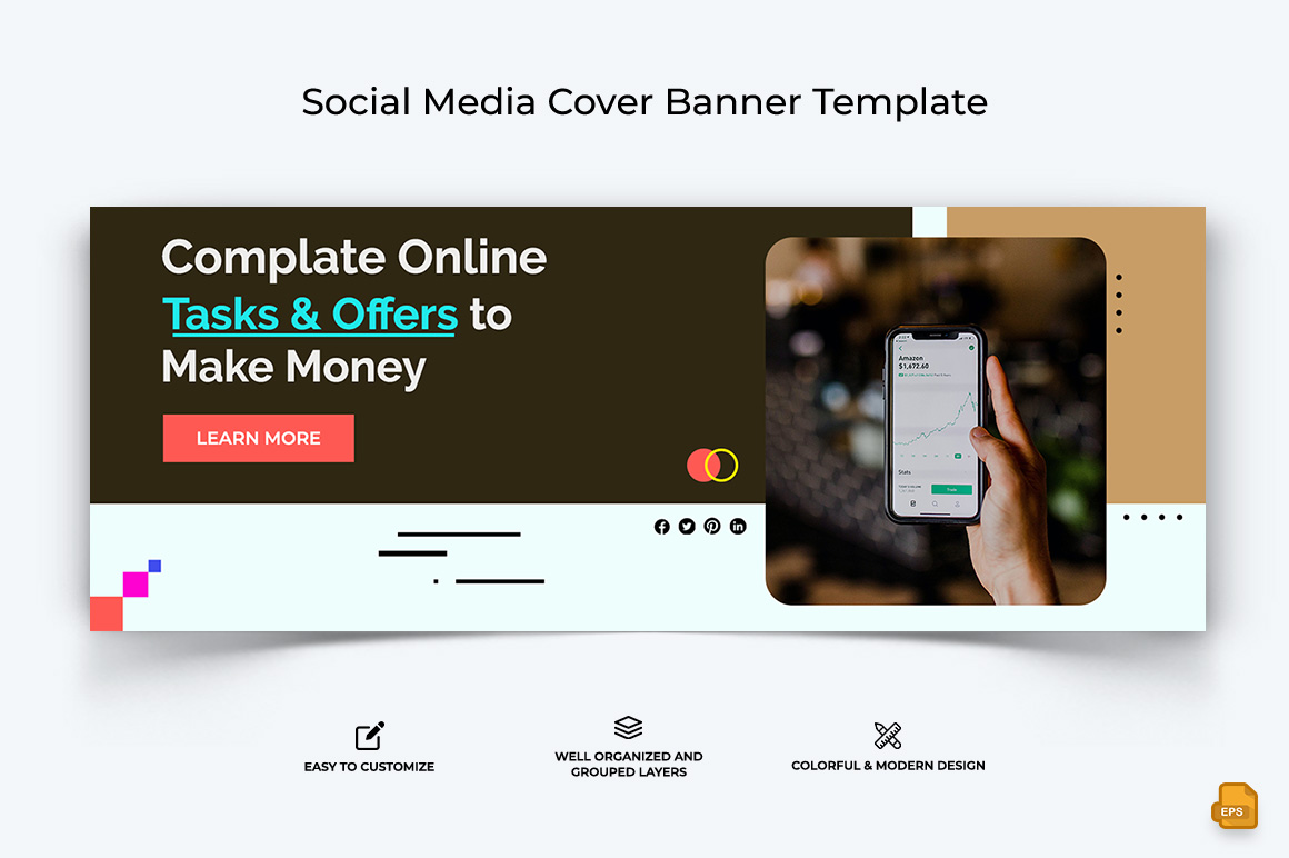 Online Money Earnings Facebook Cover Banner Design-003