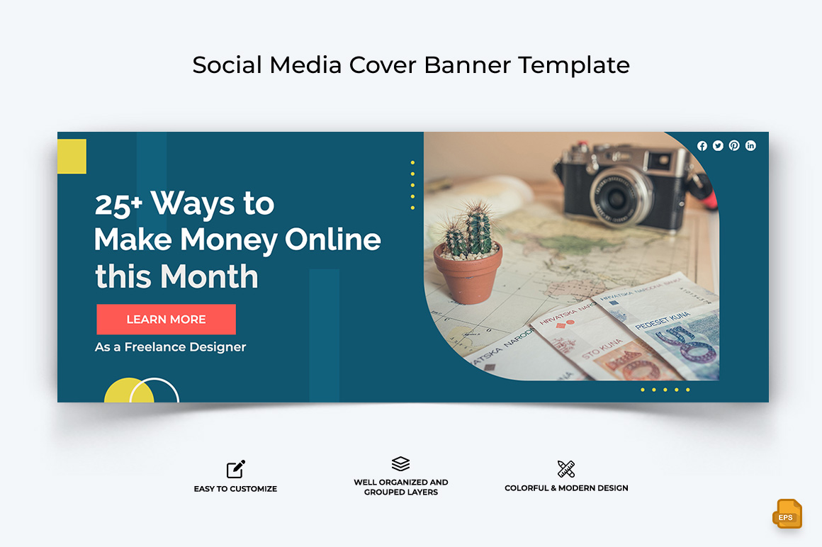 Online Money Earnings Facebook Cover Banner Design-004