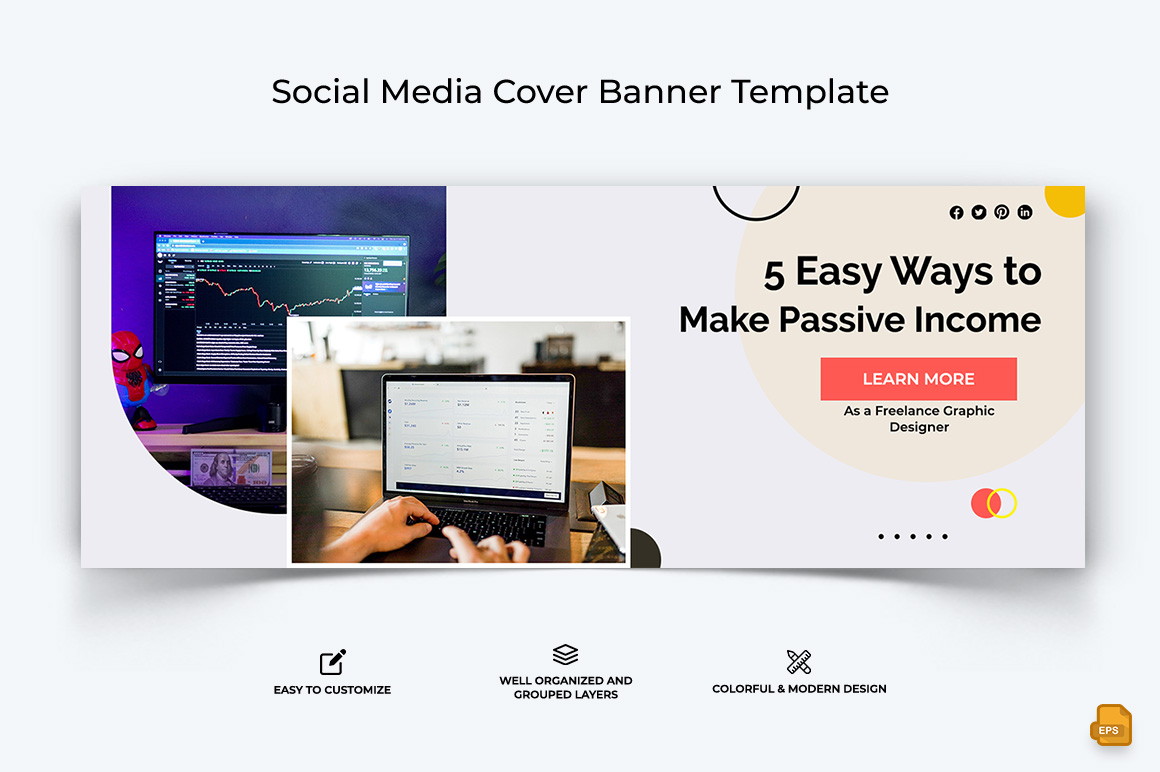 Online Money Earnings Facebook Cover Banner Design-006