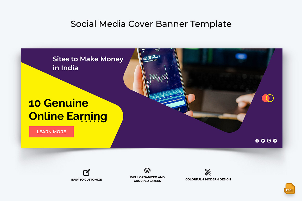 Online Money Earnings Facebook Cover Banner Design-009