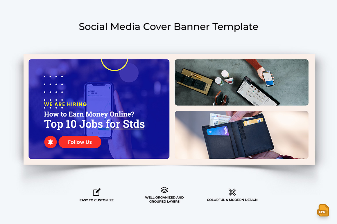 Online Money Earnings Facebook Cover Banner Design-013