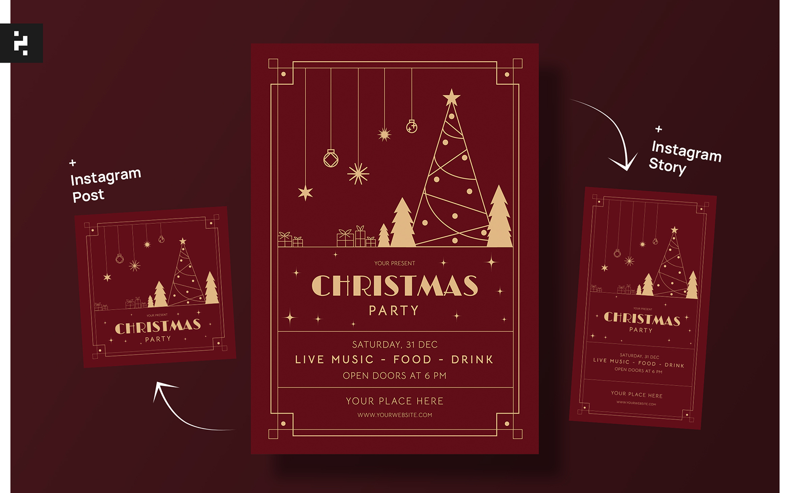 Art Deco Christmas Flyer Template