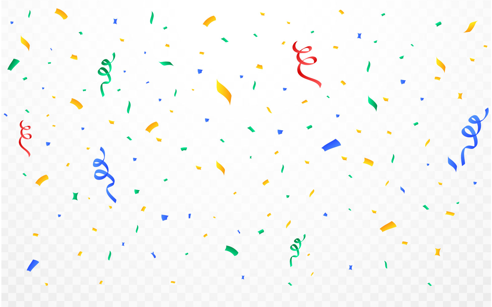 Confetti Vector with Colorful Ribbon