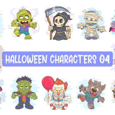 Halloween Characters Vectors Templates 281632