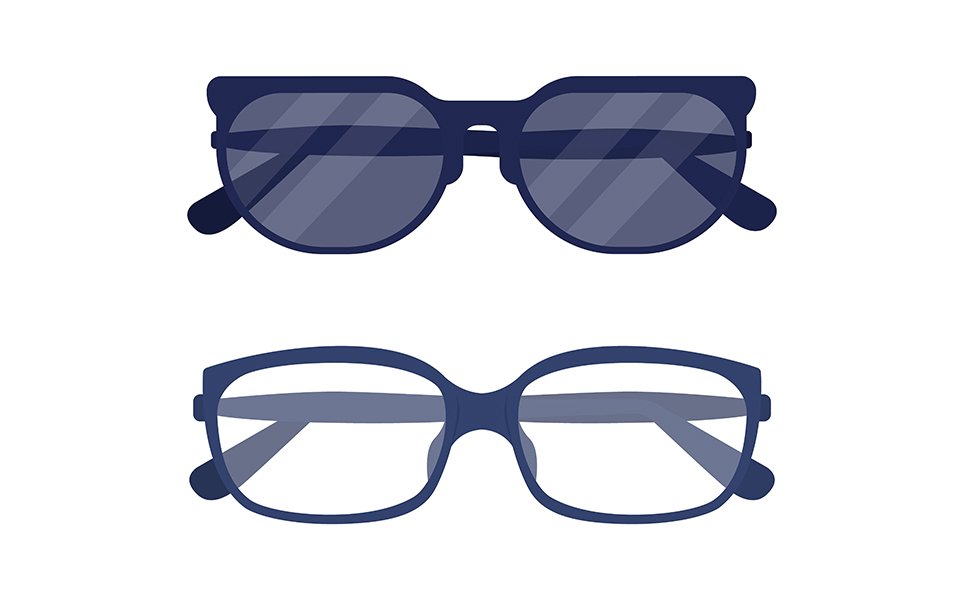 Various glasses semi flat color vector object set