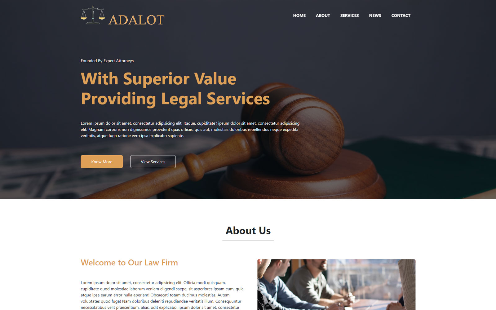 ADALOT - Law Firm Landing Page Template