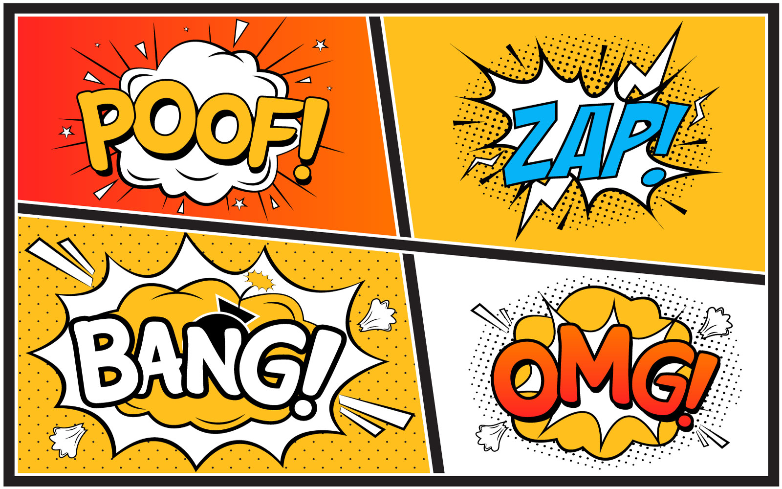 Comic Burst Vector Collection with Cloud