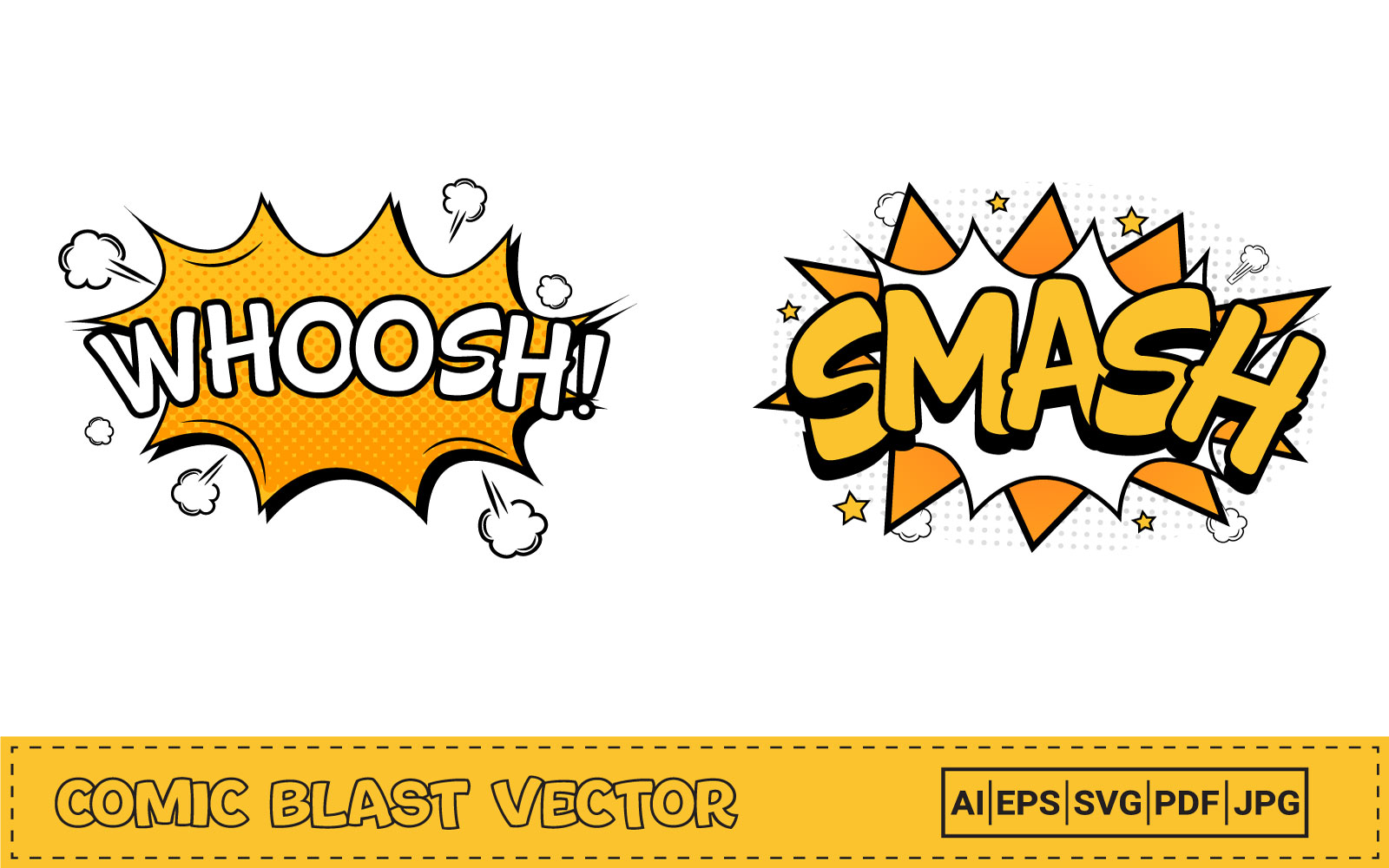 Comic Explosion Set with Cloud Bubbles