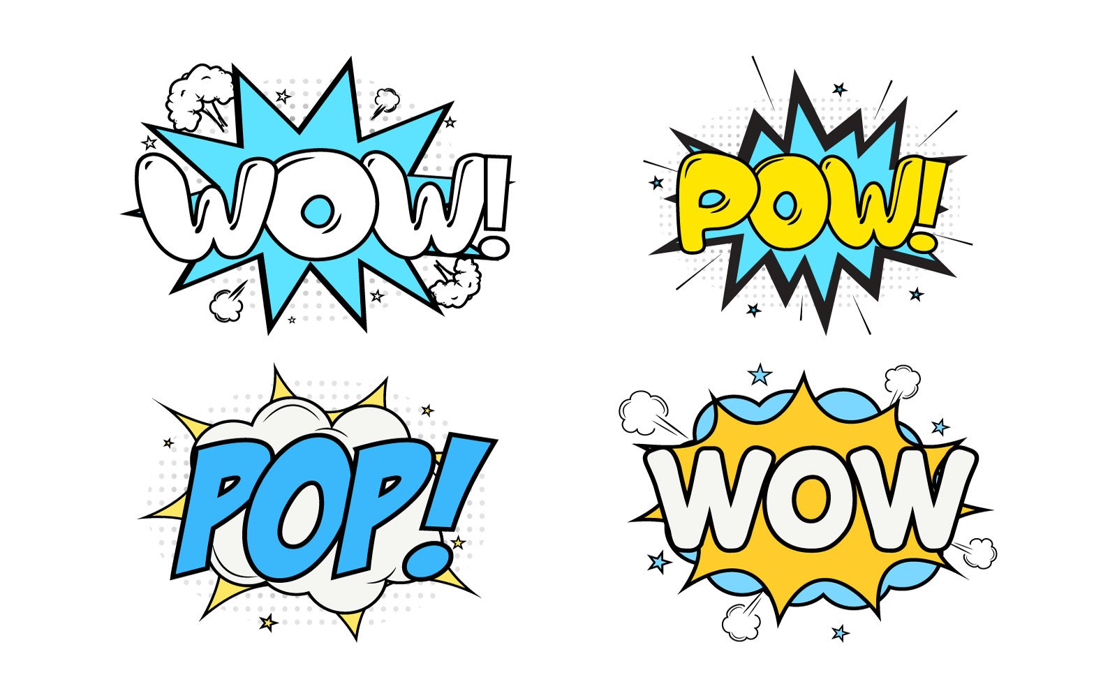 Comic Explosion Set Vector Text Speeches