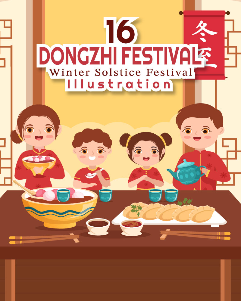 16 Dongzhi or Winter Solstice Festival Illustration