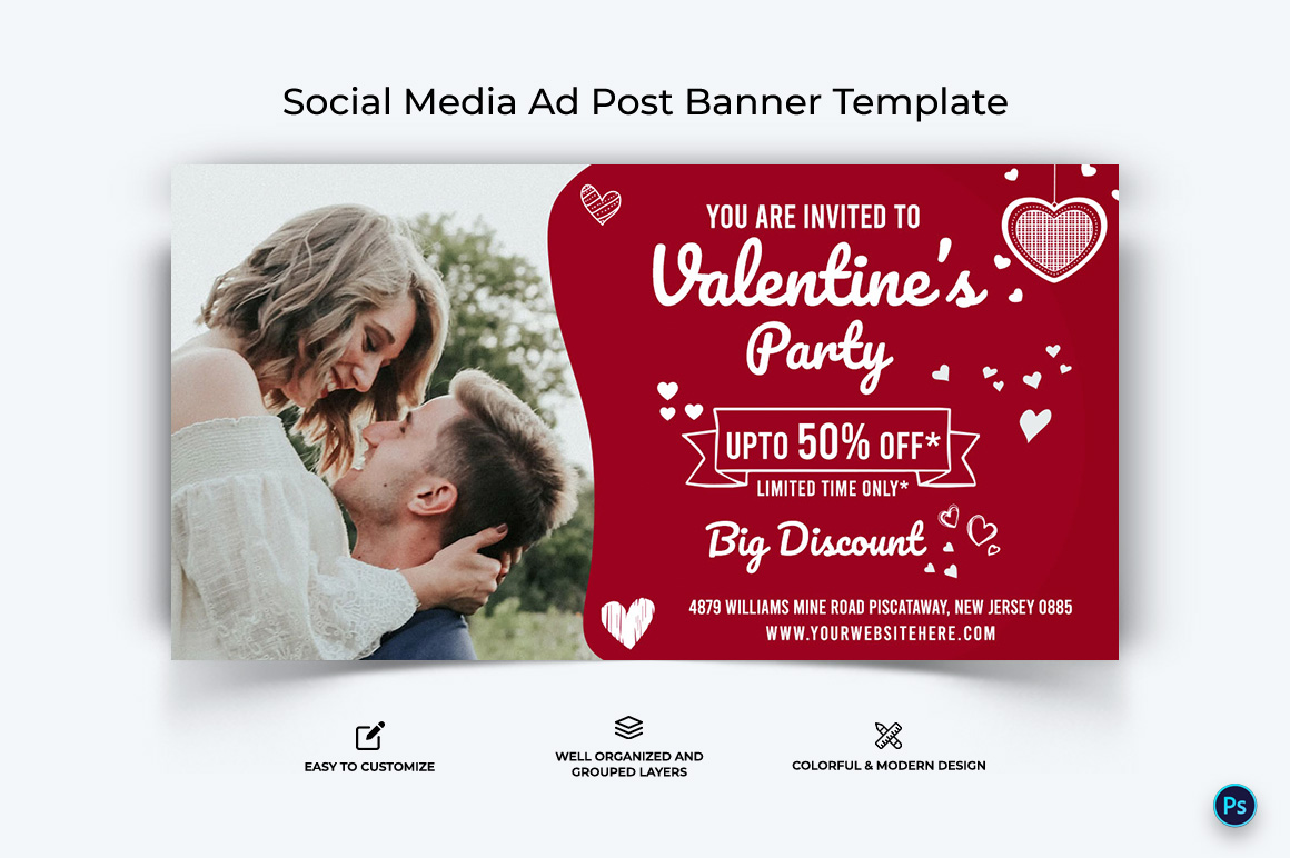 Valentines Day Facebook Ad Banner Design Template-11