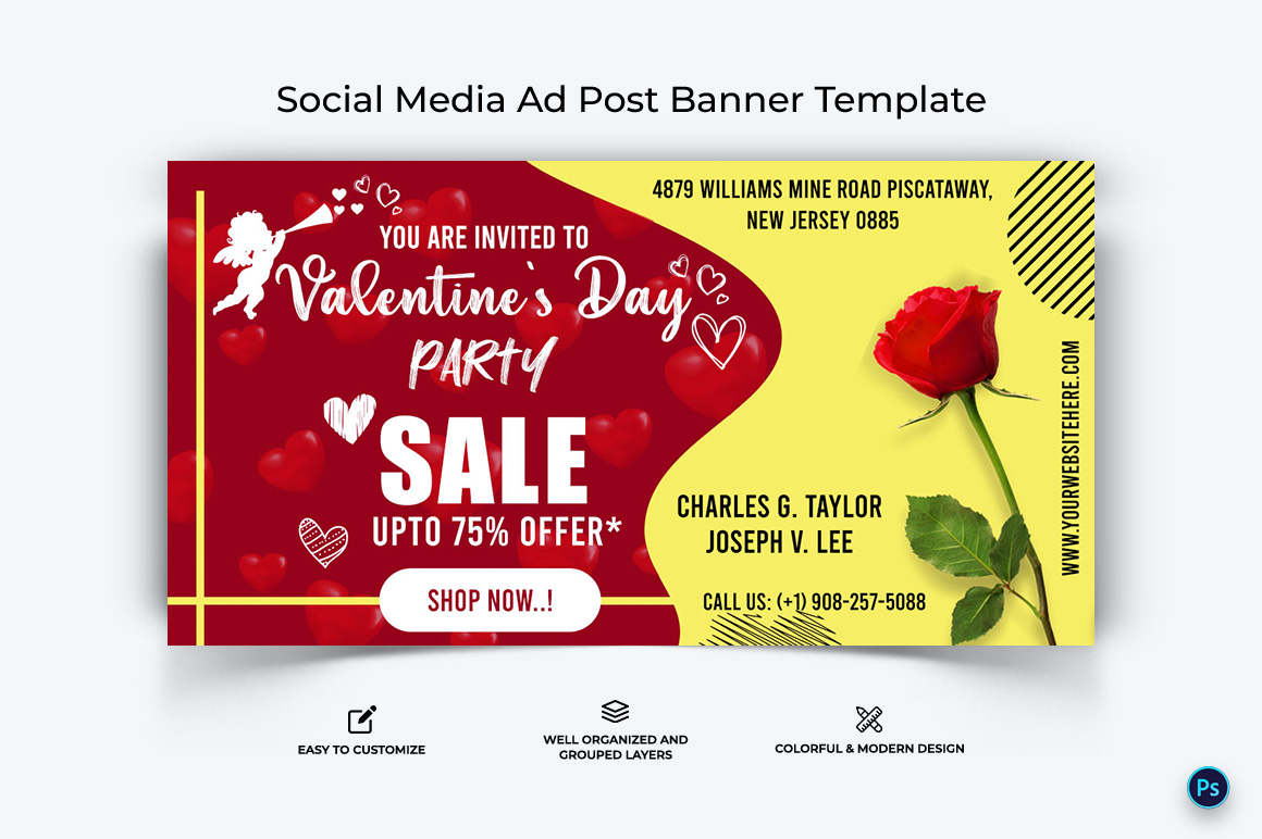 Valentines Day Facebook Ad Banner Design Template-12