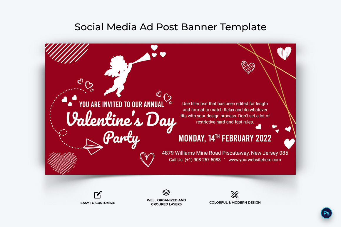 Valentines Day Facebook Ad Banner Design Template-14