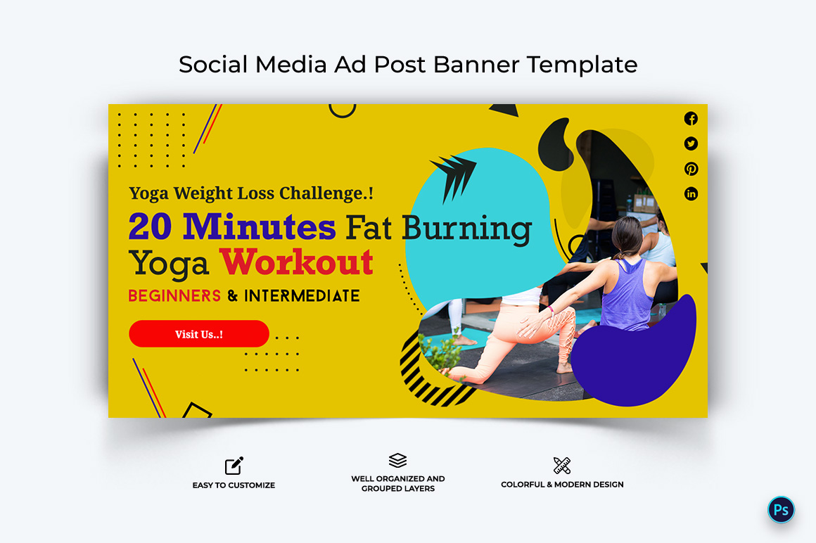 Yoga and Meditation Facebook Ad Banner Design Template-12