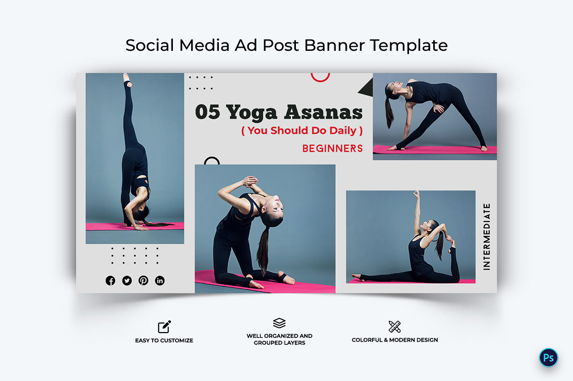 Yoga and Meditation Facebook Ad Banner Design Template-16