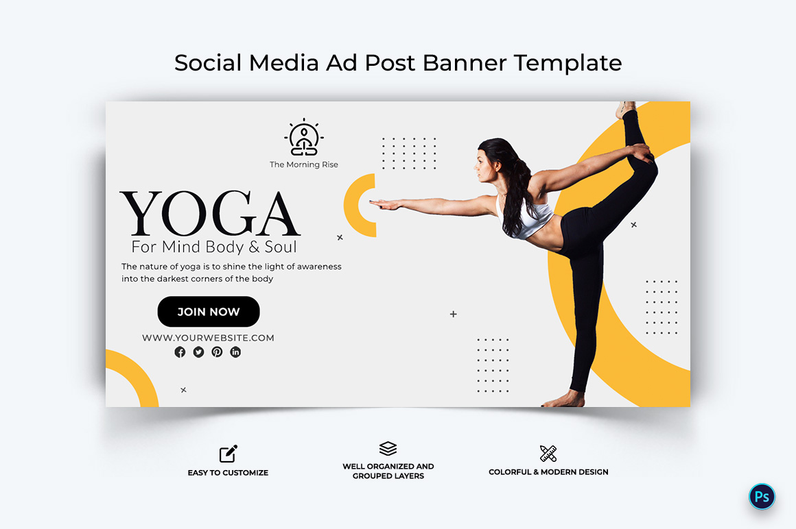 Yoga and Meditation Facebook Ad Banner Design Template-23