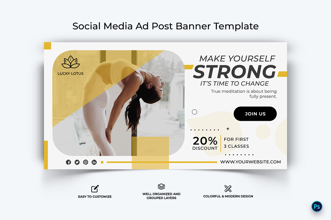 Yoga and Meditation Facebook Ad Banner Design Template-29