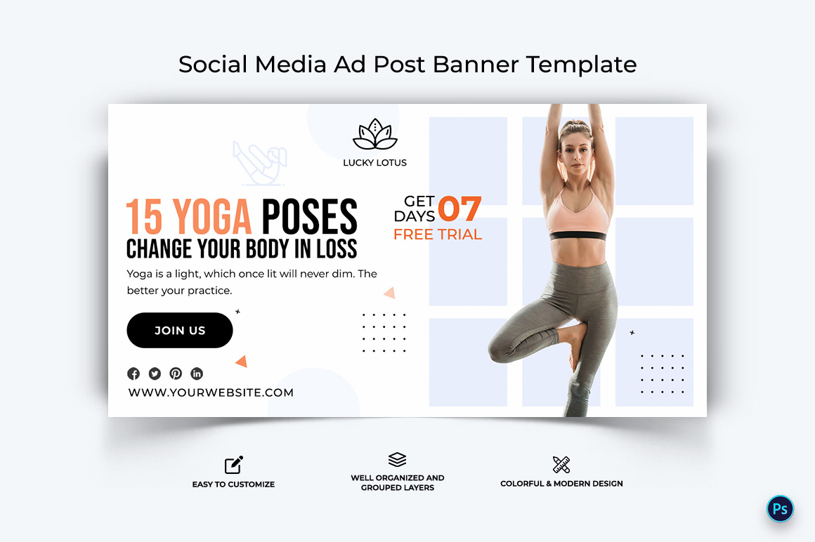 Yoga and Meditation Facebook Ad Banner Design Template-30