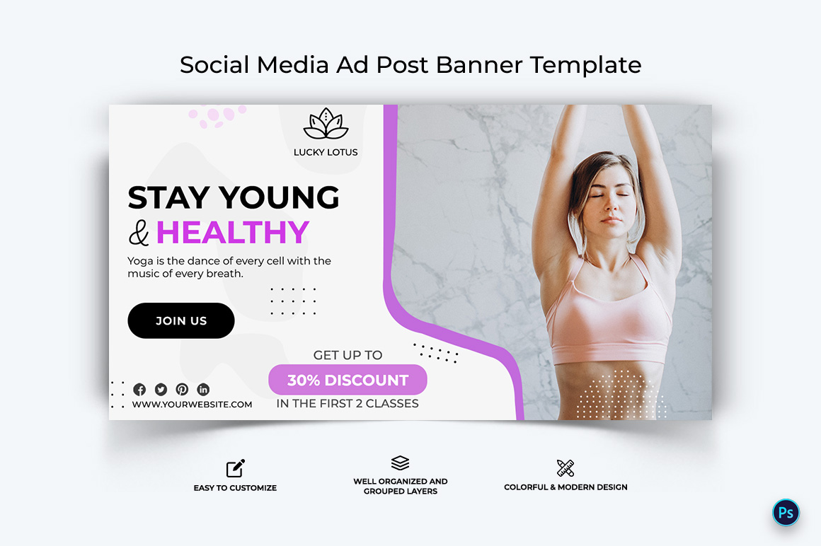 Yoga and Meditation Facebook Ad Banner Design Template-31