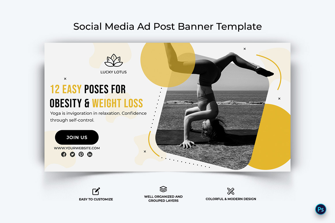 Yoga and Meditation Facebook Ad Banner Design Template-32