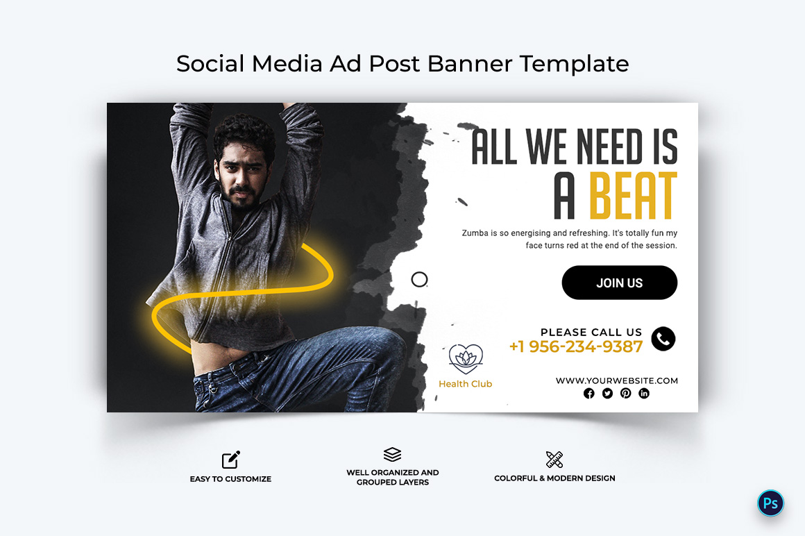 Zumba Dance Facebook Ad Banner Design Template-06