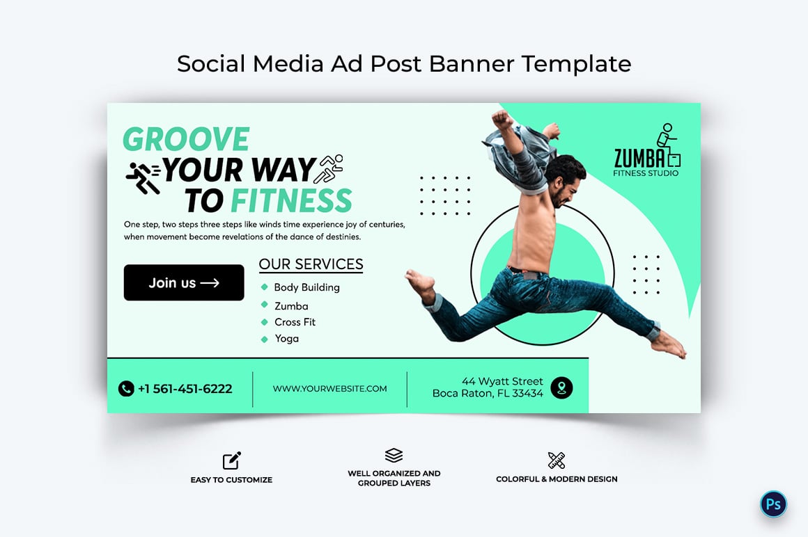 Zumba Dance Facebook Ad Banner Design Template-12