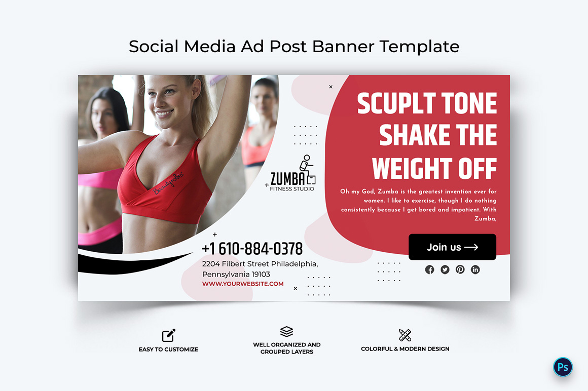 Zumba Dance Facebook Ad Banner Design Template-13