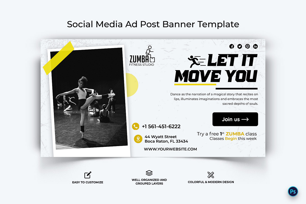 Zumba Dance Facebook Ad Banner Design Template-14