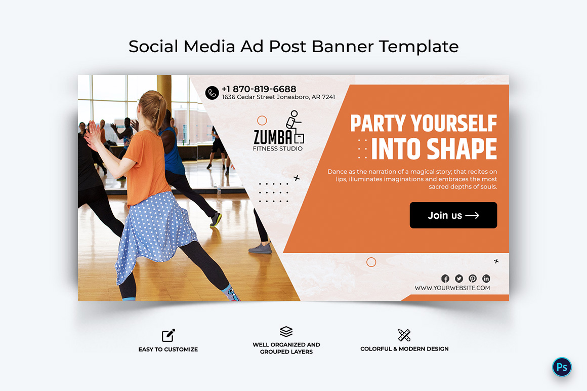 Zumba Dance Facebook Ad Banner Design Template-15