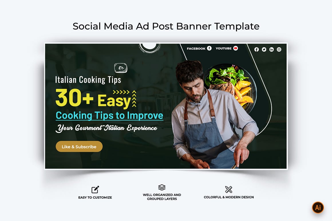 Chef Cooking Facebook Ad Banner Design-08