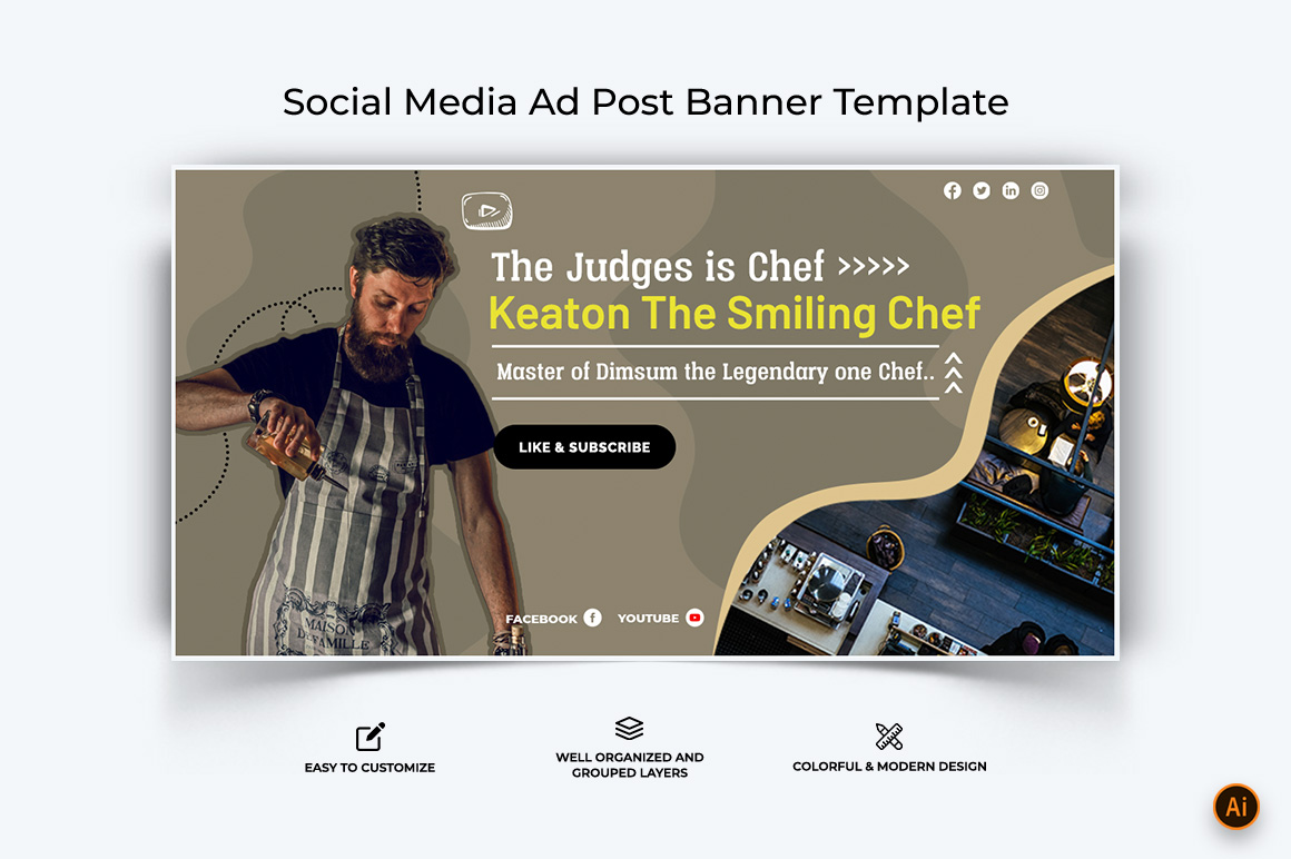 Chef Cooking Facebook Ad Banner Design-10