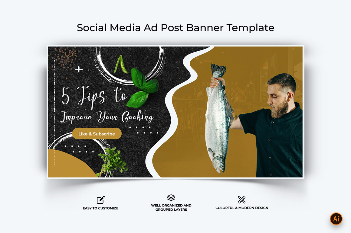 Chef Cooking Facebook Ad Banner Design-01