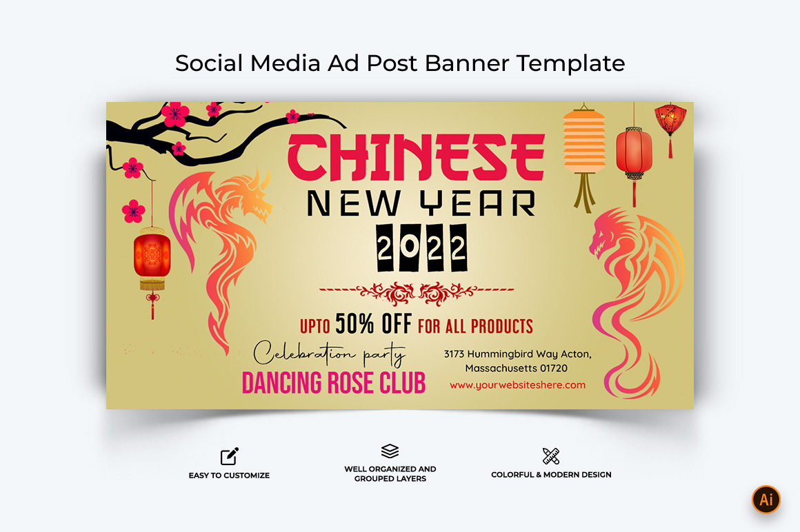 Chinese New Year Facebook Ad Banner Design-12