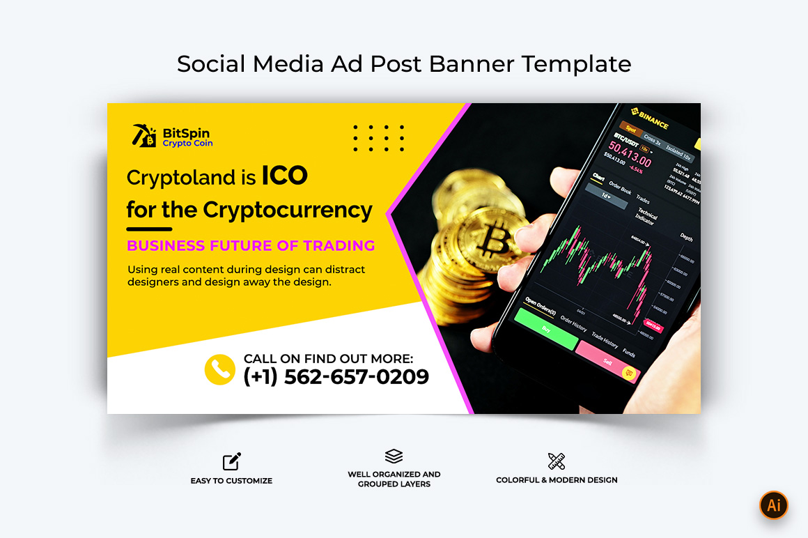 Cryptocurrency Facebook Ad Banner Design-17