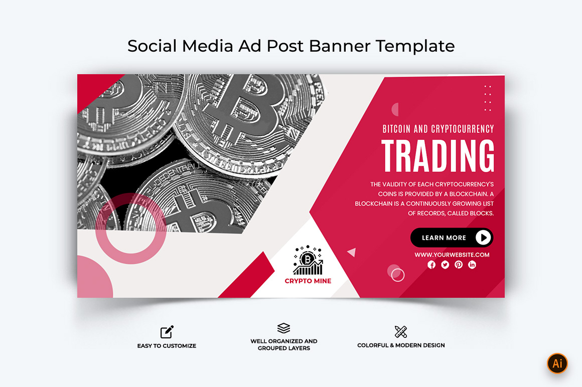 Cryptocurrency Facebook Ad Banner Design-29