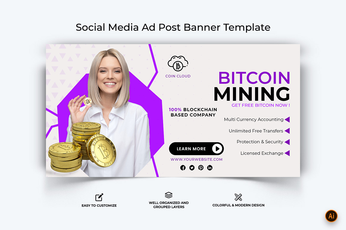 Cryptocurrency Facebook Ad Banner Design-35