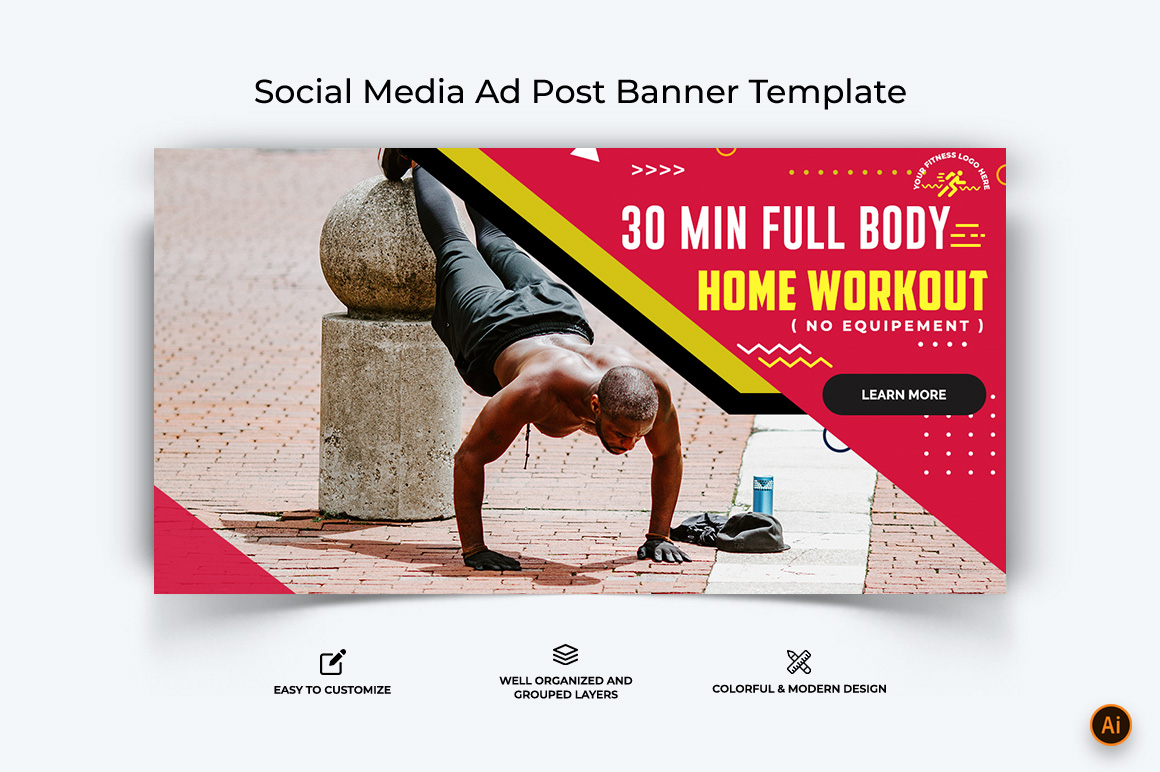 Gym and Fitness Facebook Ad Banner Design-03