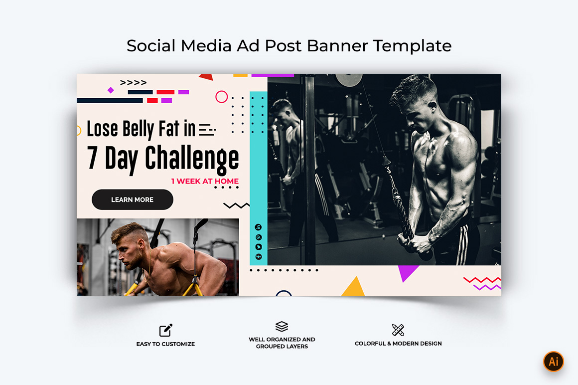 Gym and Fitness Facebook Ad Banner Design-05